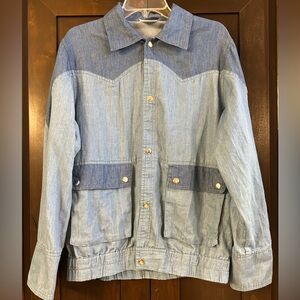 Universal Studio Back to the Future Marty McFly Snap Chambray Bomber Jacket